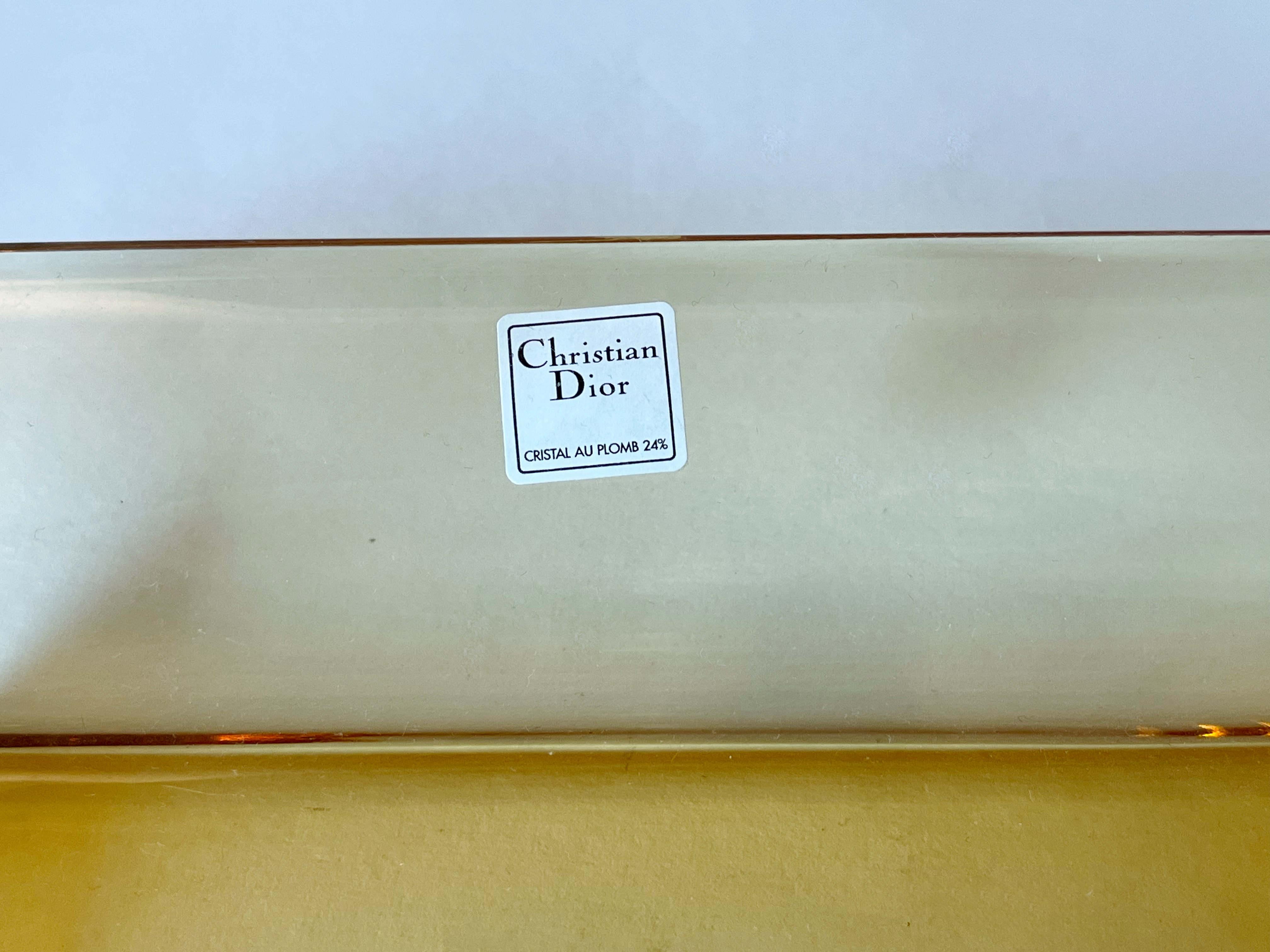 Christian Dior Amber Rectangular Glass Vide Poche Change Tray or Ashtray For Sale 2