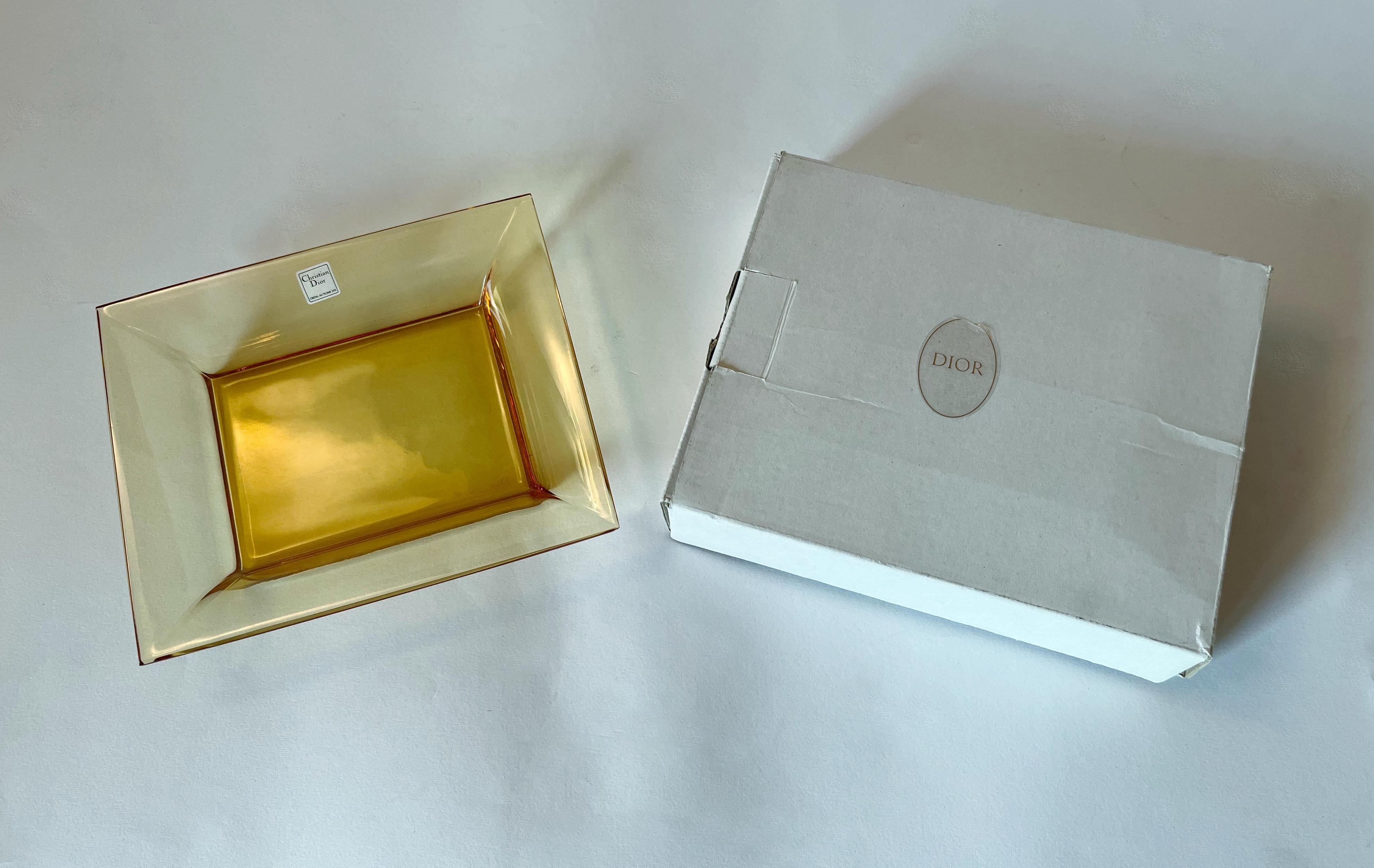 Christian Dior Amber Rectangular Glass Vide Poche Change Tray or Ashtray For Sale 4