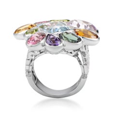 Dior Amethyst, Citrine, Peridot, Kunzite, Aquamarine, and Tourmaline Gold Ring