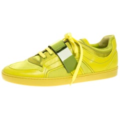 Dior Apple Green Leather and Mesh Lace Sneakers Size 41