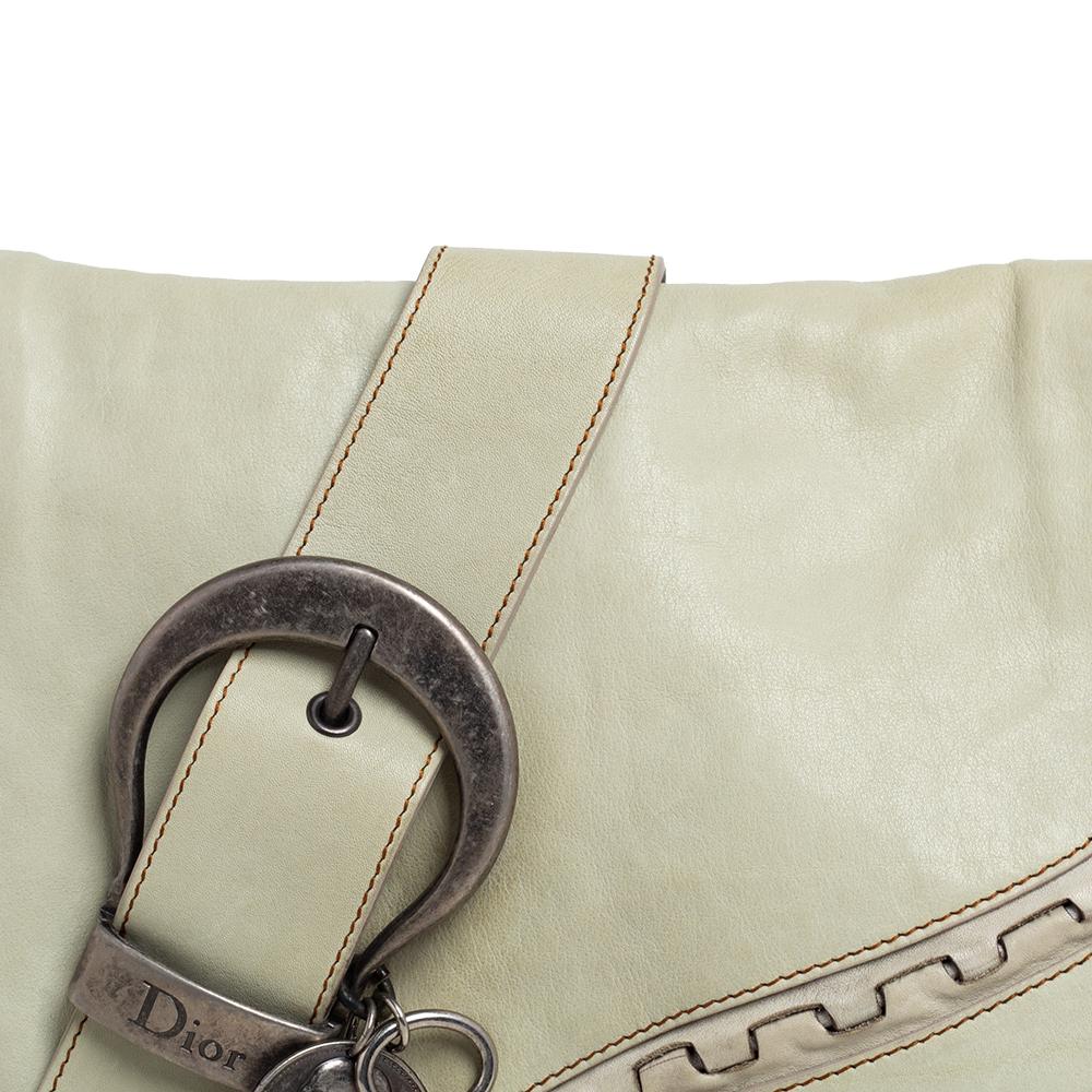 Dior Apple Green Leather Large Gaucho Double Saddle Shoulder Bag 2