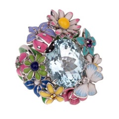 Dior Aquamarine Flower Cocktail Diamond Ring