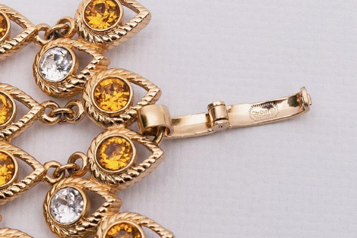 Dior Articulated Bracelet with Gilted Metal and Paved with Rhinestones For Sale 1