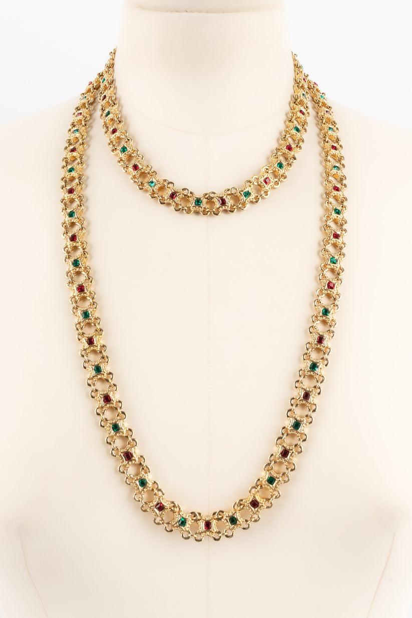 Dior Gegliederte lange Halskette aus goldenem Metall Damen im Angebot