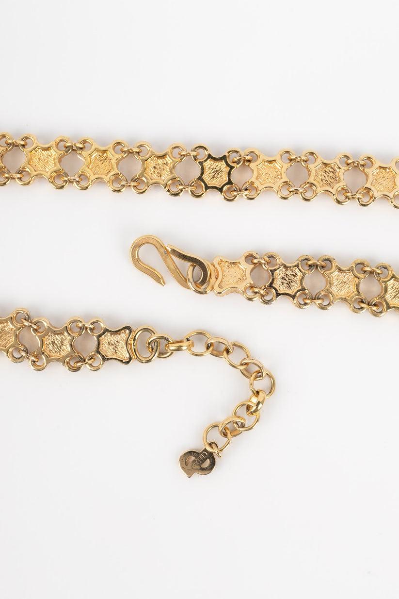 Dior Gegliederte lange Halskette aus goldenem Metall im Angebot 3