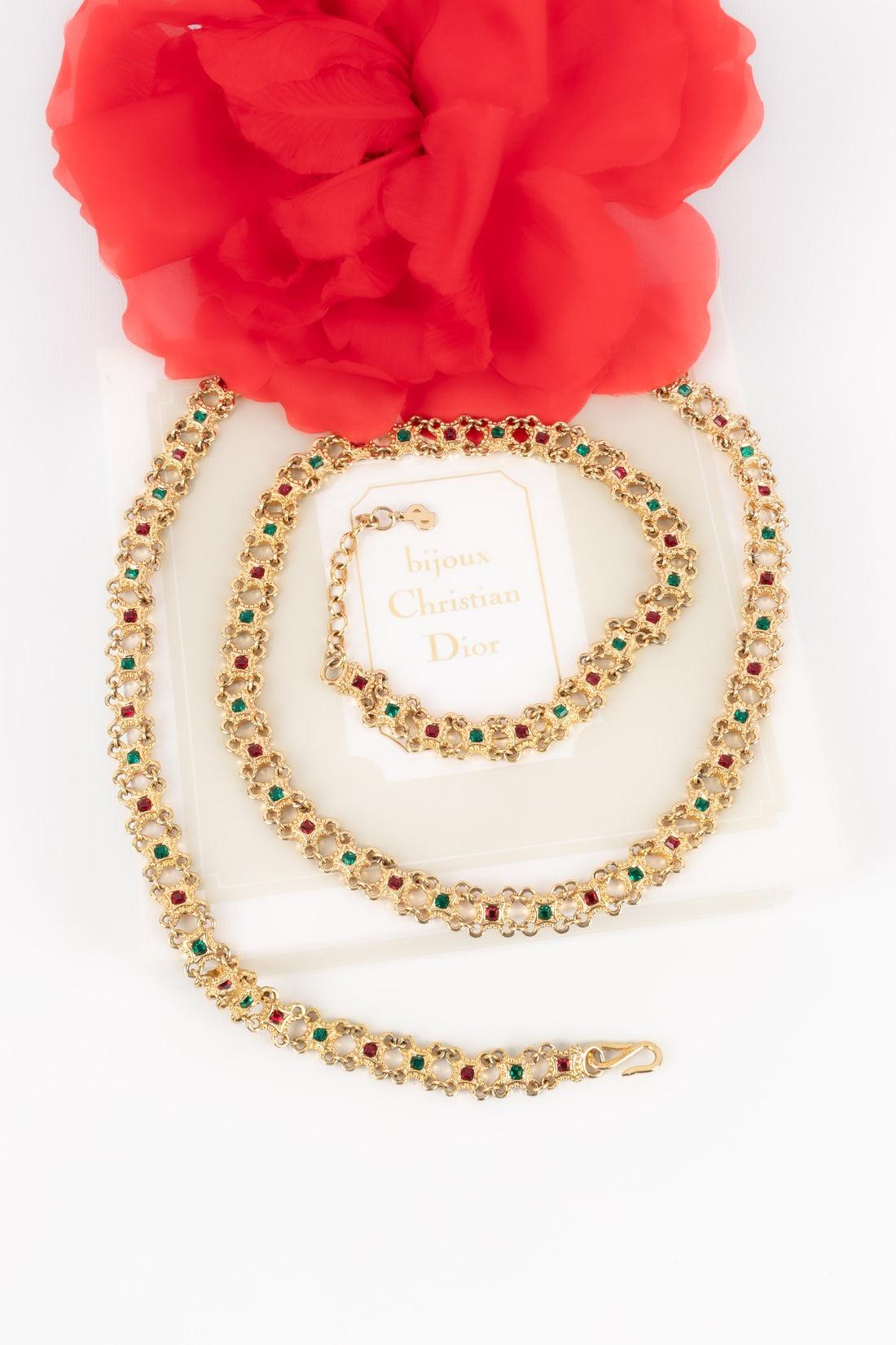 Dior Gegliederte lange Halskette aus goldenem Metall im Angebot 4