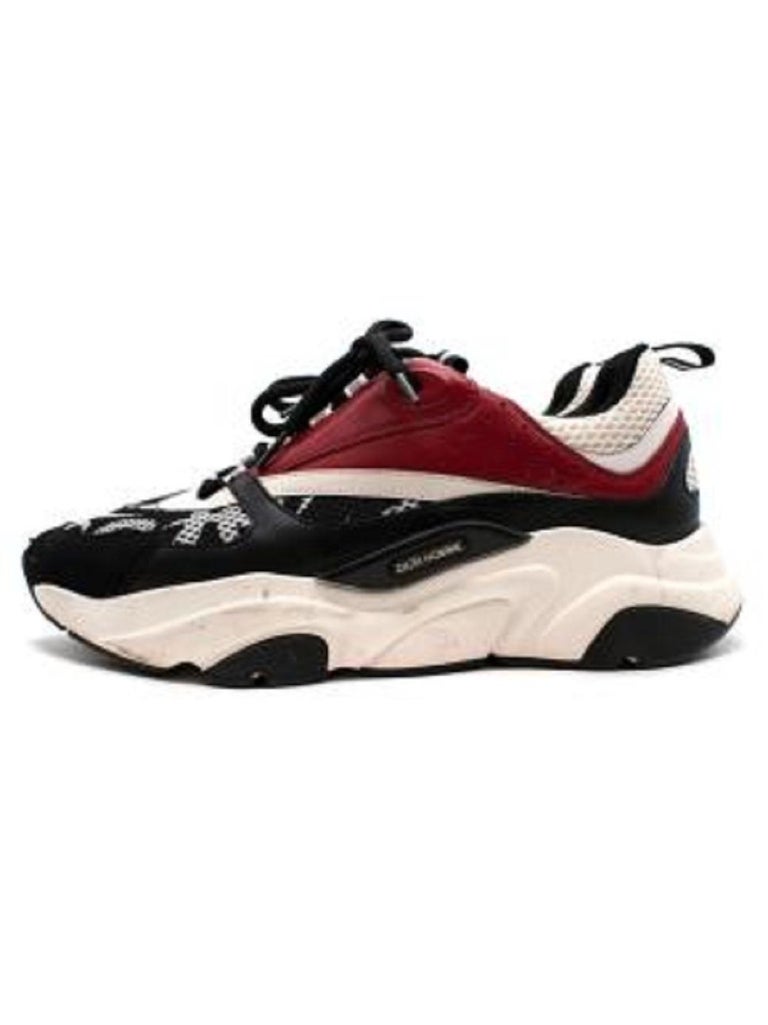 Dior B22 Black, White and Red Mesh Sneakers For Sale at 1stDibs