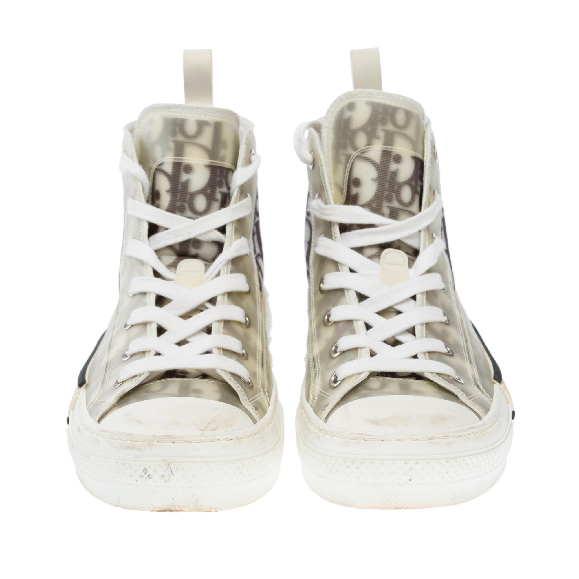 Men's Dior B23 sneaker in black and white Dior Oblique canvas, Size 6.5 For Sale