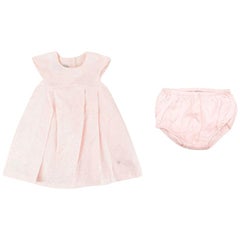 Dior Baby Pink Floral Silk Dress and Pants Set - 12 Months