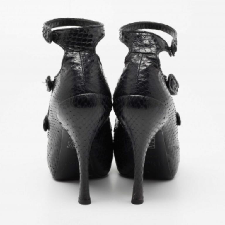 Dior Zurück Python Leder Riemchen Peep Toe Plateau Sandalen Größe 37 Damen im Angebot