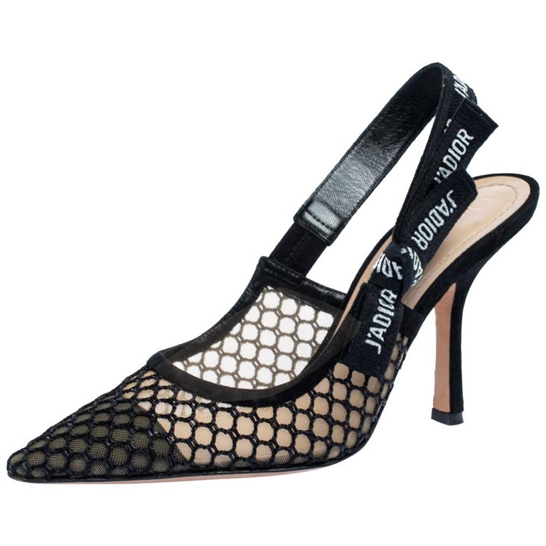 Dior Balck Mesh Embroidered Ribbon J'Adior Slingback Sandals Size 37.5 at  1stDibs