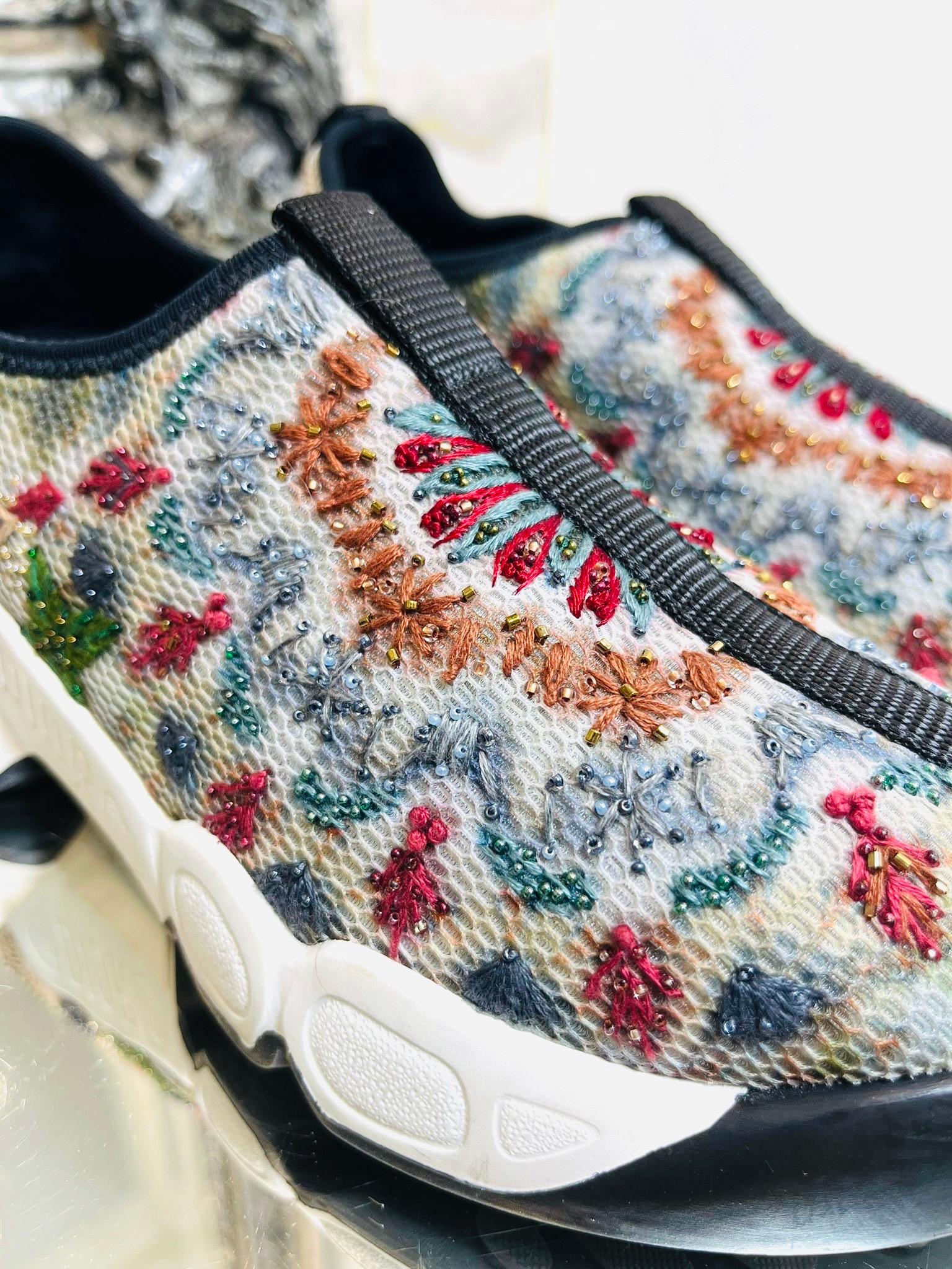 Women's Dior Bead Embroidered Mesh Sneakers For Sale