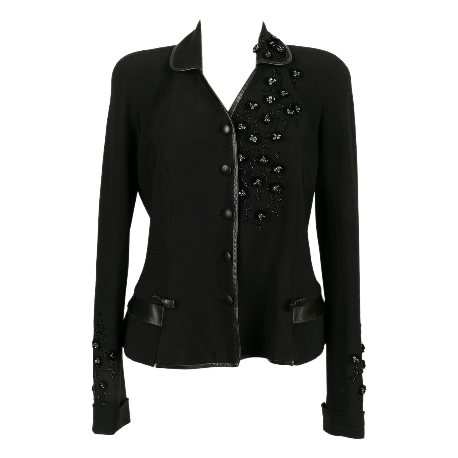 Dior Perlenbesetzte Jacke, bestickt mit Perlen und Zelluloidblumen