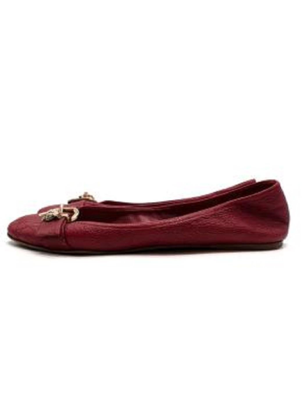 Women's Dior Bee Embellished Red Leather Ballerinas For Sale