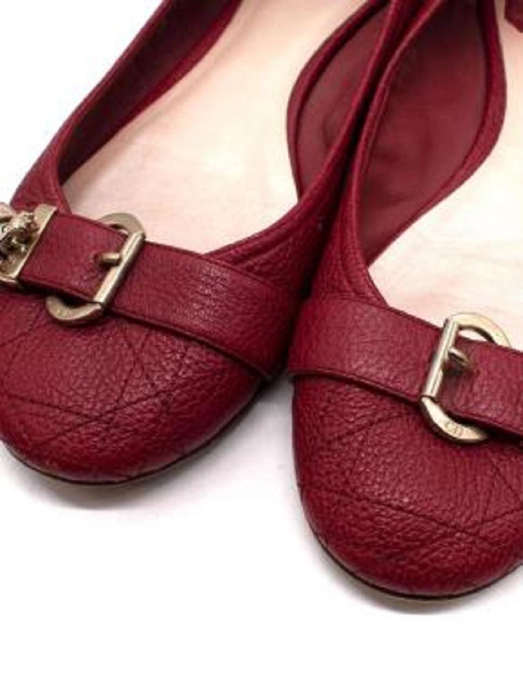 Dior Bee Embellished Red Leather Ballerinas For Sale 1