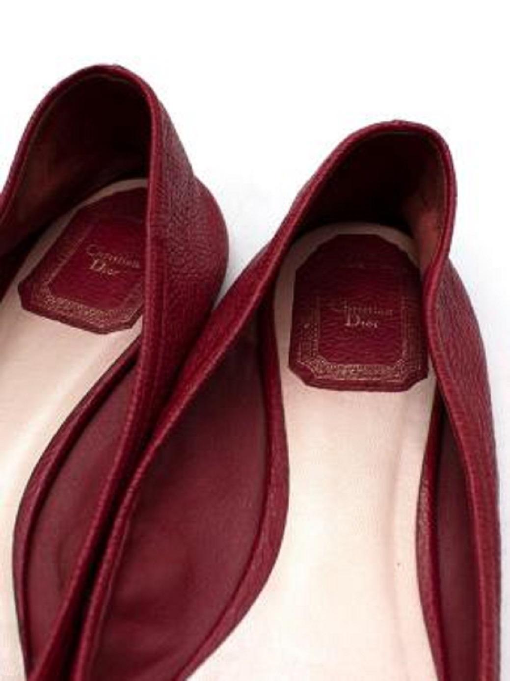 Dior Bee Embellished Red Leather Ballerinas For Sale 2