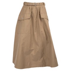 Dior Beige Belted Midi Skirt Size M