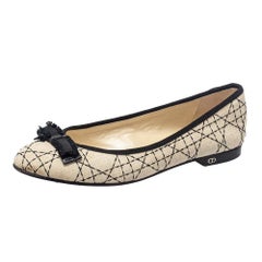 Dior Beige/Black Fabric Ballet Flats Size 40