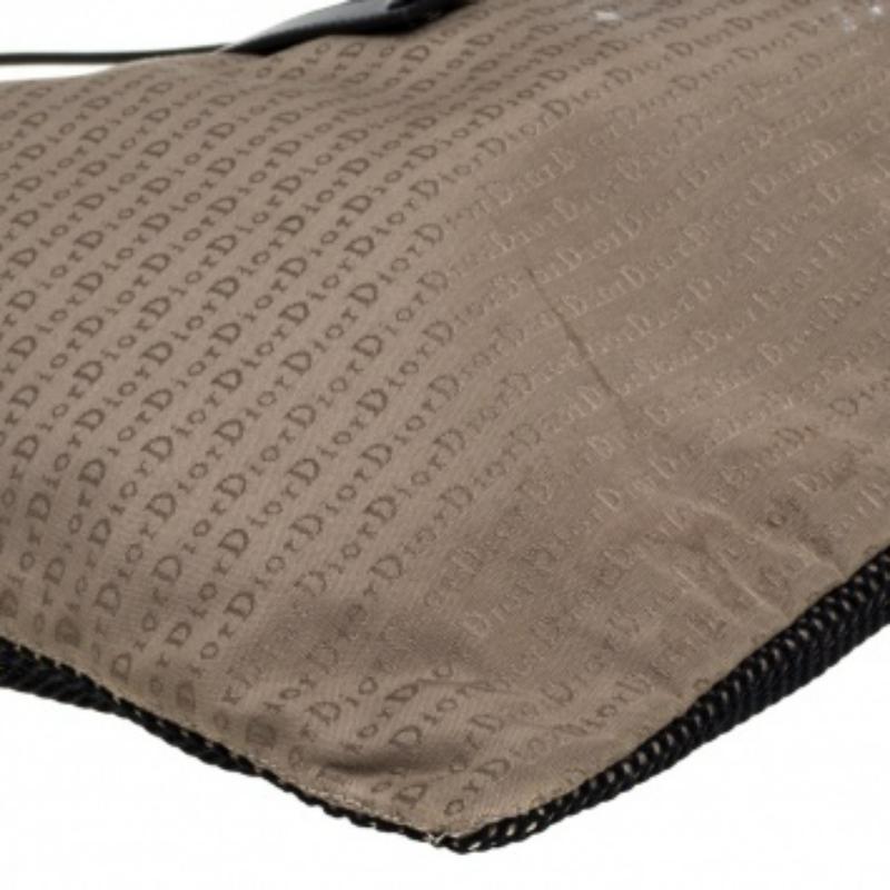 Dior Beige/Black Oblique Canvas and Mesh Shoulder Bag For Sale 2