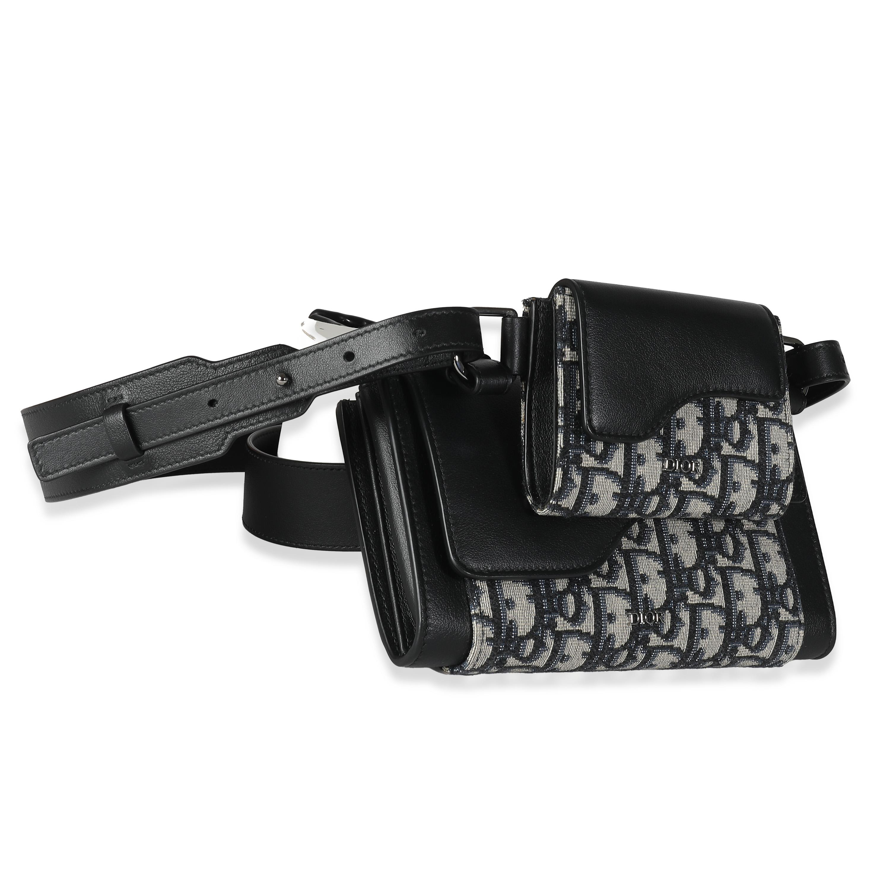 Dior Beige Black Oblique Canvas Elite Shoulder Pouch In Excellent Condition For Sale In New York, NY