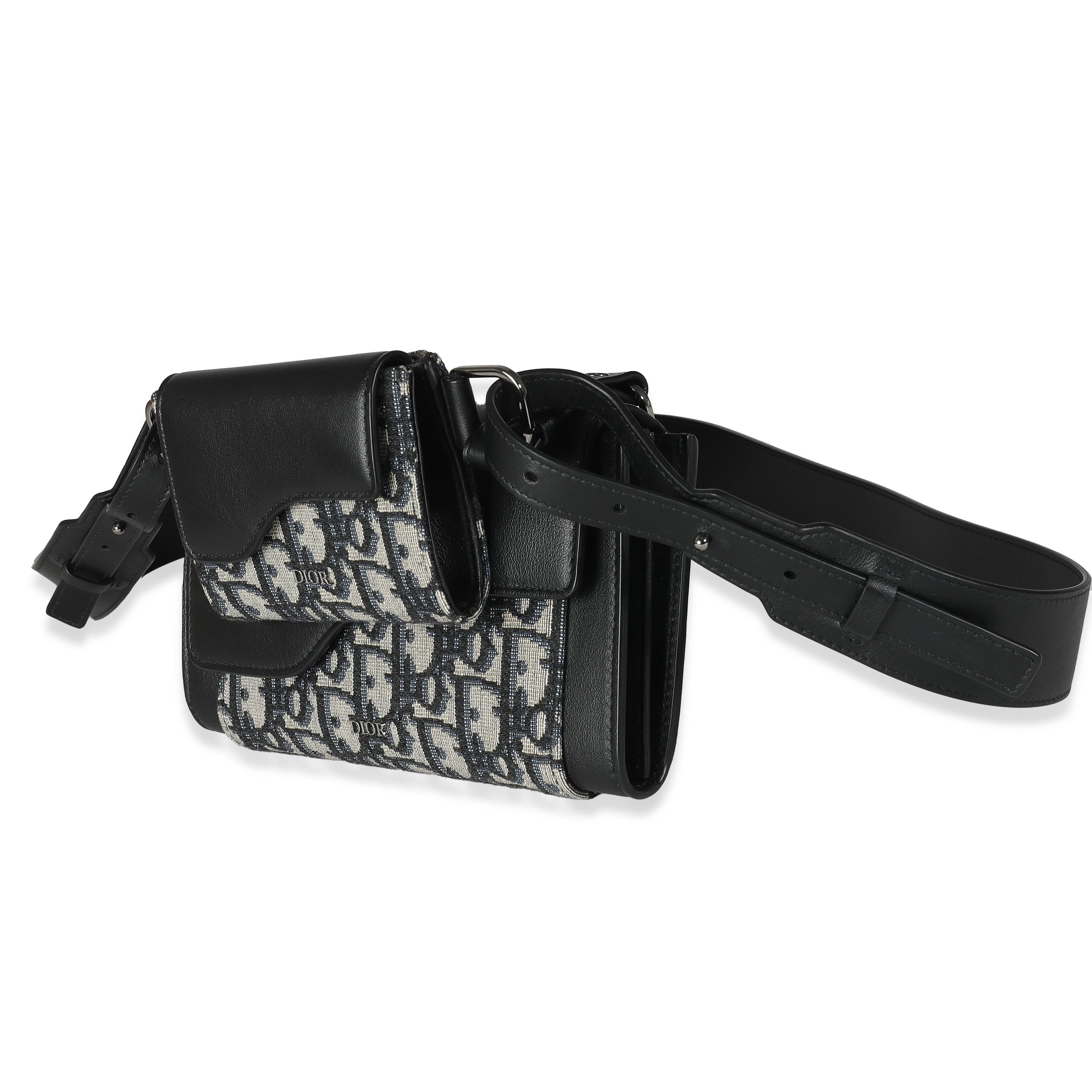 Women's or Men's Dior Beige Black Oblique Canvas Elite Shoulder Pouch For Sale