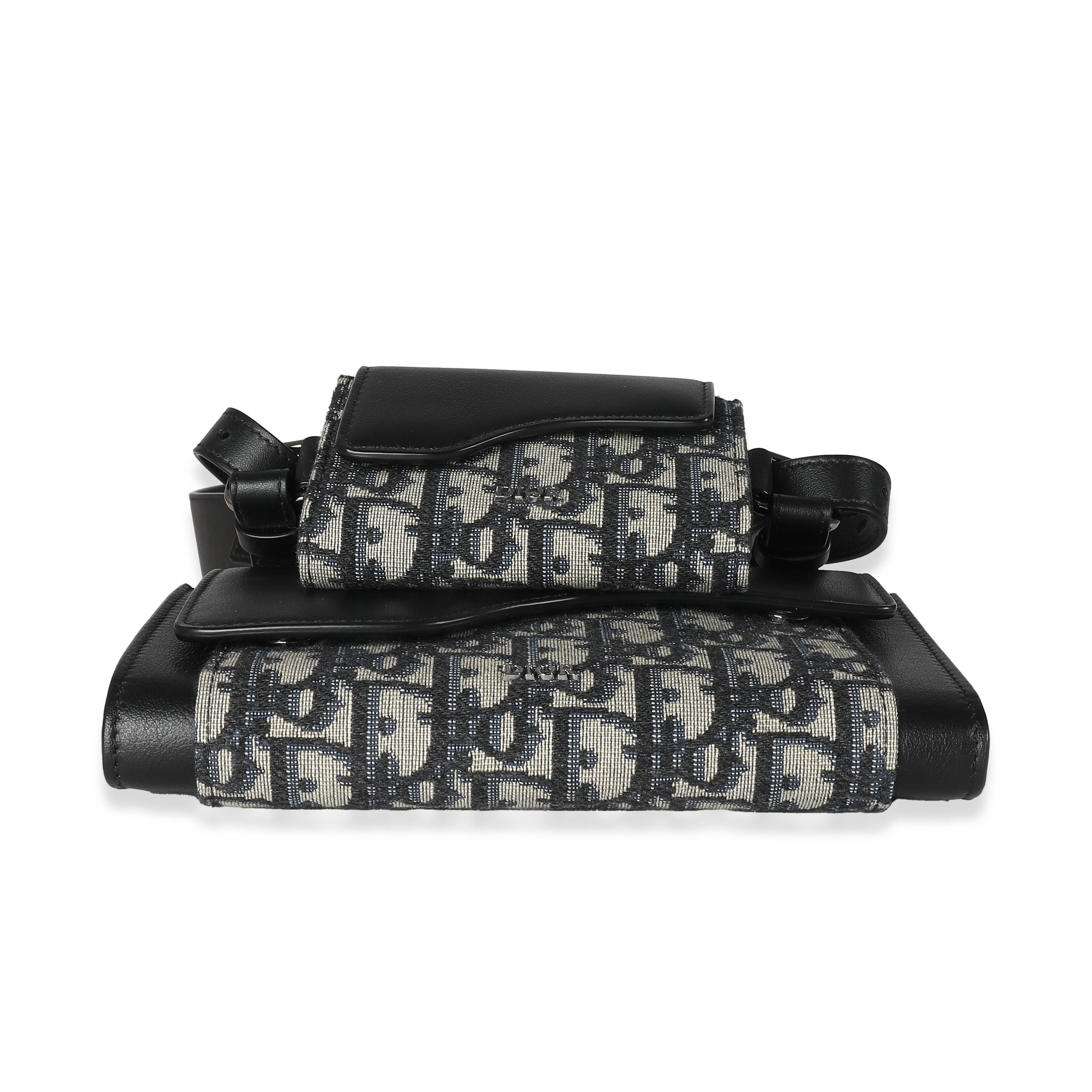 Dior Beige Black Oblique Canvas Elite Shoulder Pouch For Sale 3