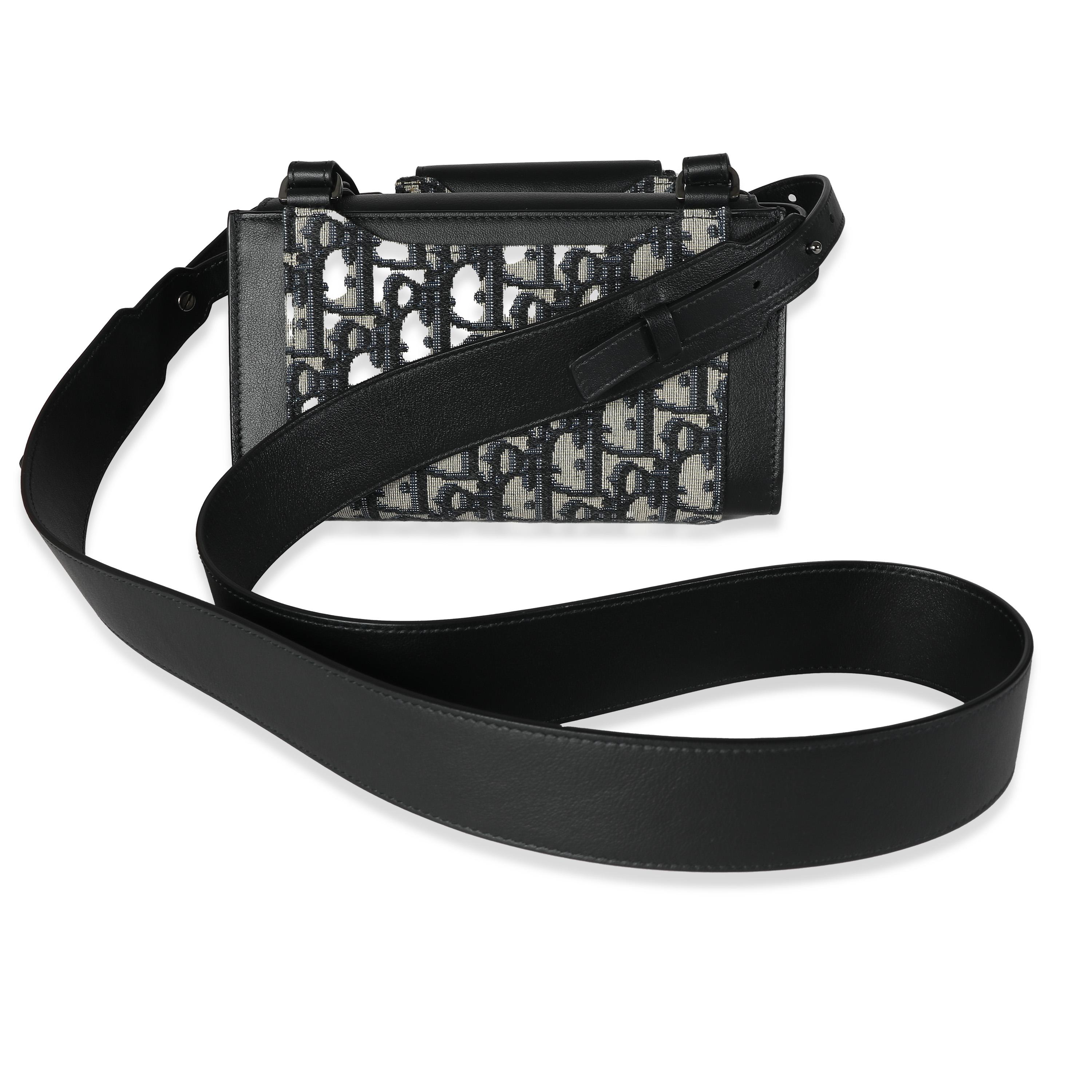 Dior Beige Black Oblique Canvas Elite Shoulder Pouch For Sale 4
