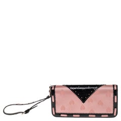 Dior Beige/Black Satin and Patent Leather D'Trick Clutch
