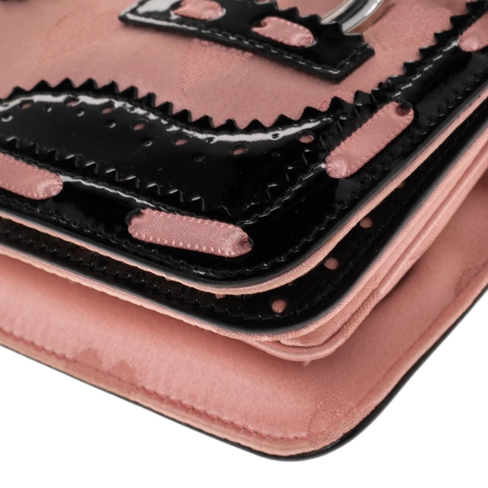 Dior Beige/Black Satin and Patent Leather D'Trick Clutch 4