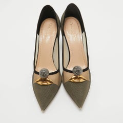 Dior Beige/Black Suede and Mesh Lips Pumps Size 40