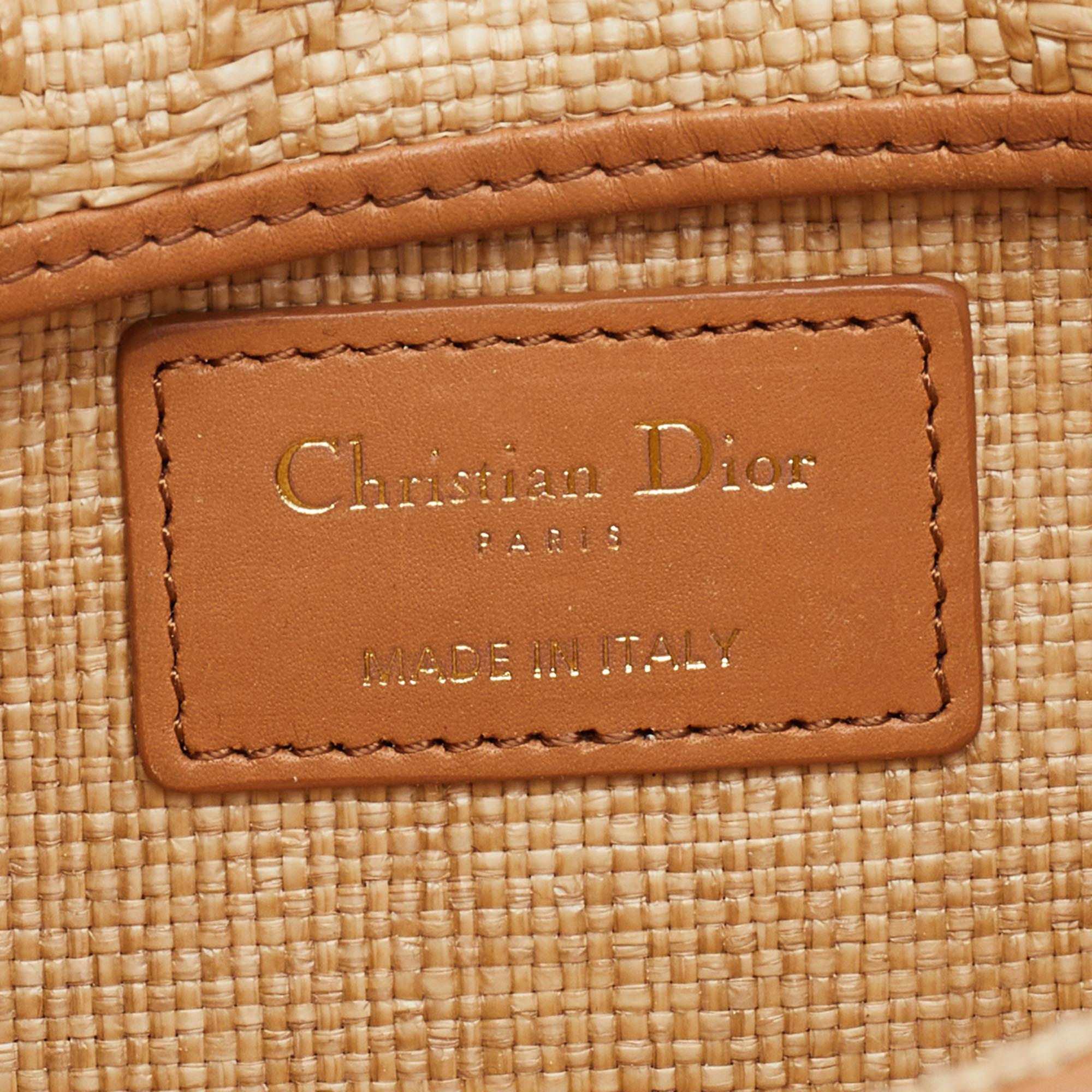 Dior Beige/Brown Cannage Raffia and Leather Lady D-Joy Bag 4