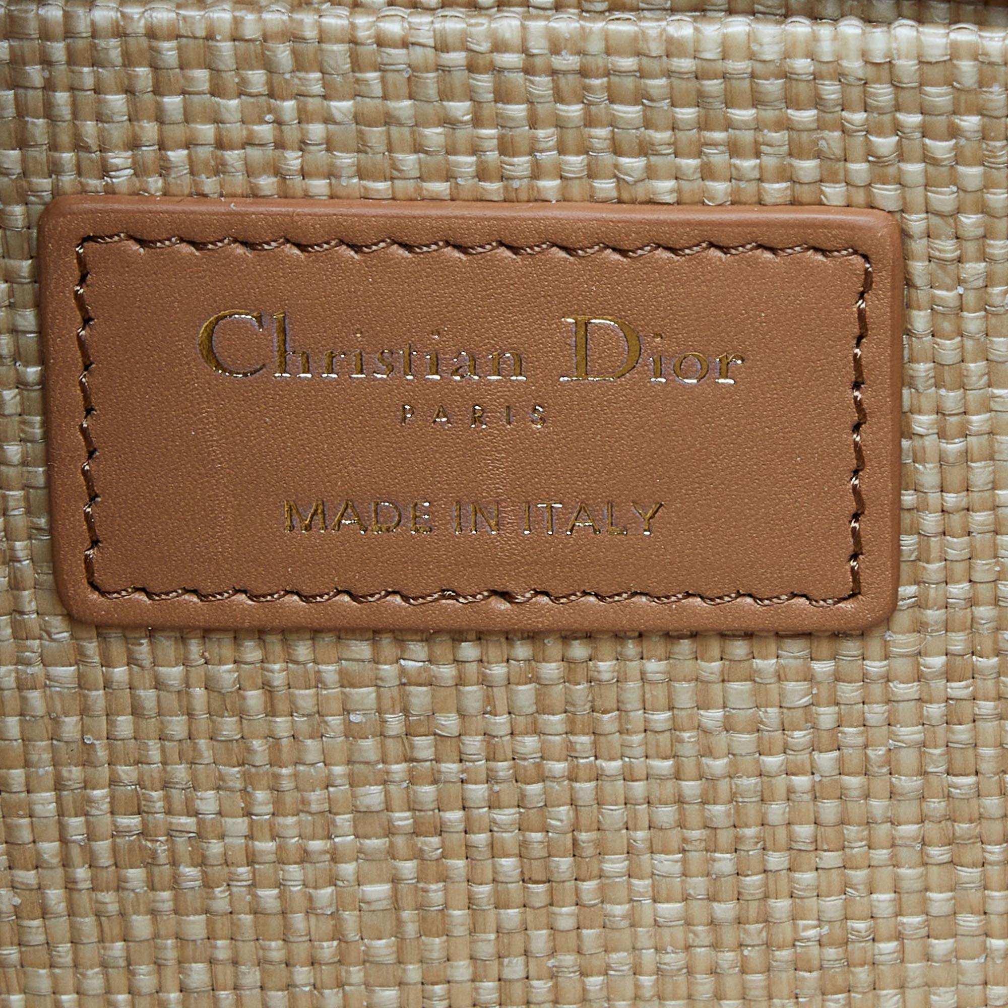 Dior Beige/Brown Cannage Raffia and Leather Lady D-Joy Bag 2