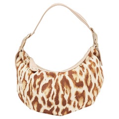 Dior Beige/Brown Leopard Printed Fabric and Leather Buckle Handle Hobo (Hobo en tissu et cuir imprimé léopard)