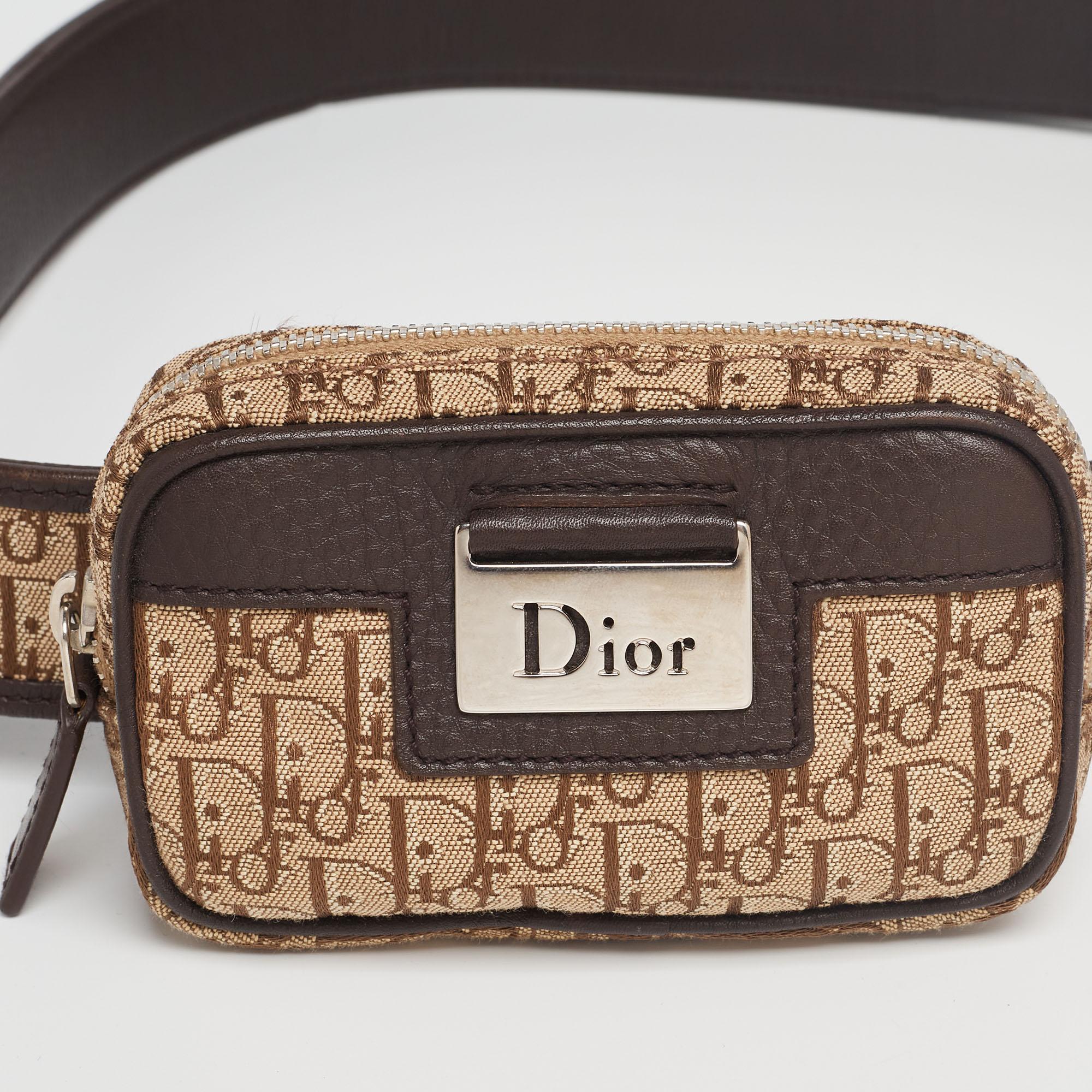Dior Beige/Brown Oblique Canvas and Leather Belt Bag 2