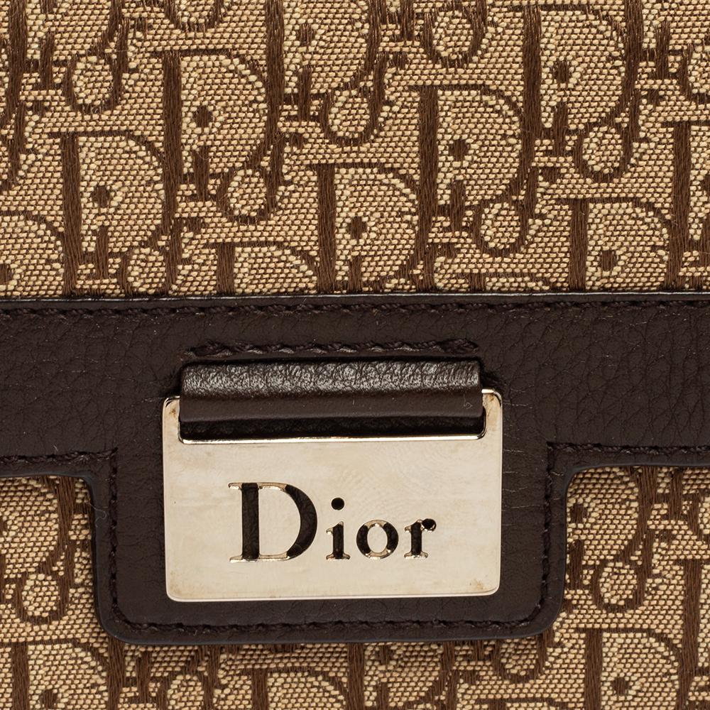 Dior Beige/Brown Oblique Canvas And Leather Street Chic Compact Wallet 5