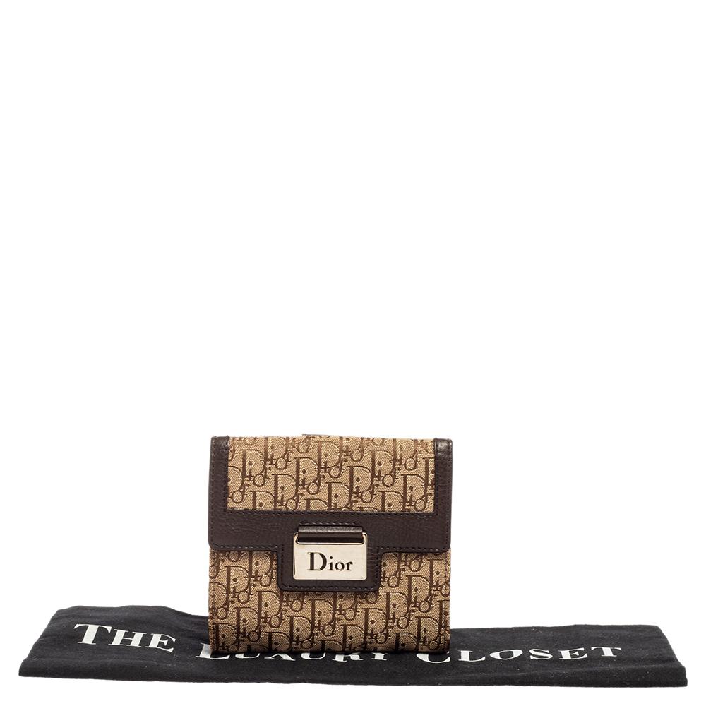 Dior Beige/Brown Oblique Canvas And Leather Street Chic Compact Wallet 6
