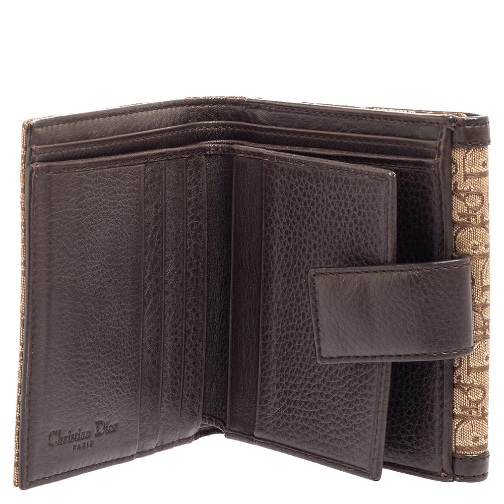Dior Beige/Brown Oblique Canvas And Leather Street Chic Compact Wallet 1