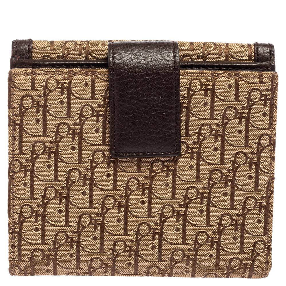 Dior Beige/Brown Oblique Canvas And Leather Street Chic Compact Wallet 3