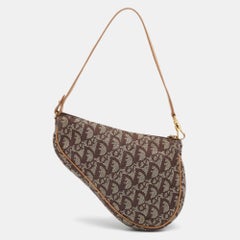 Dior Beige/Brown Oblique Canvas And Leather Trotter Saddle Bag