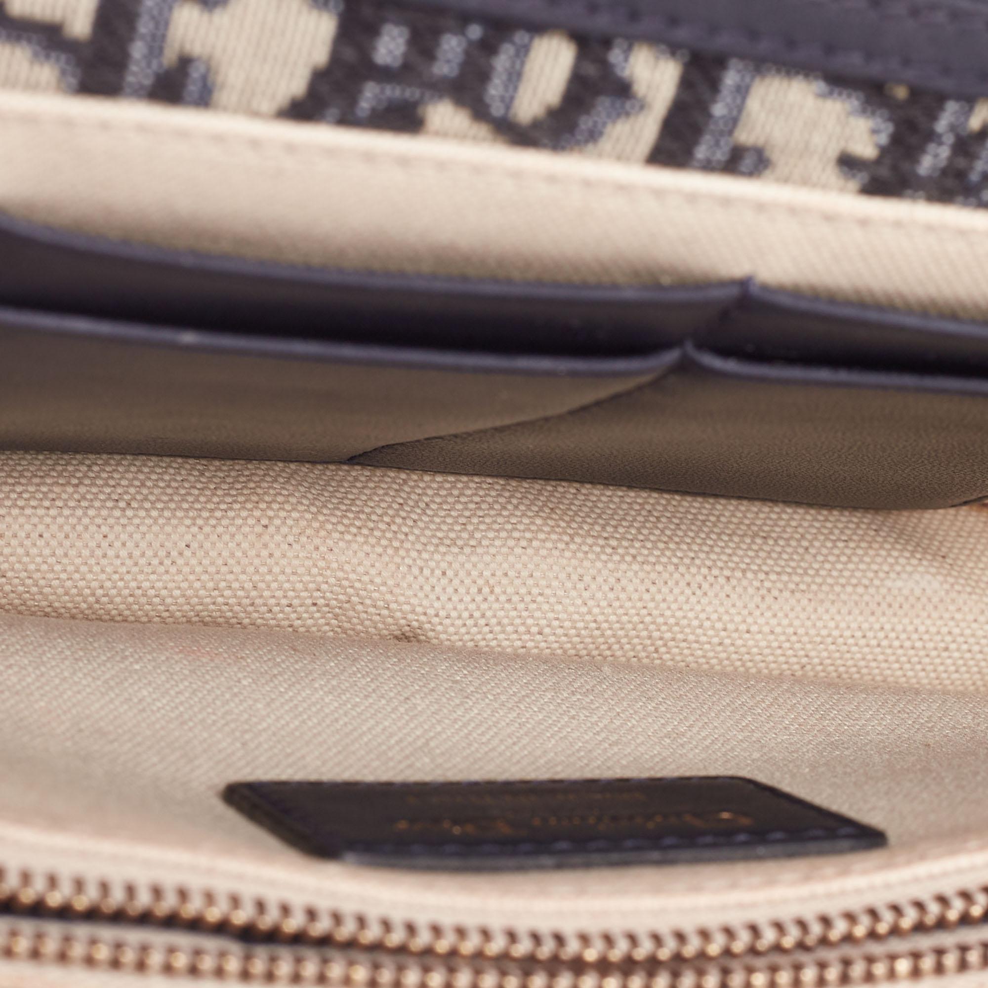 Dior Beige/Brown Oblique Canvas Dioraddict Flap Wallet On Chain 6
