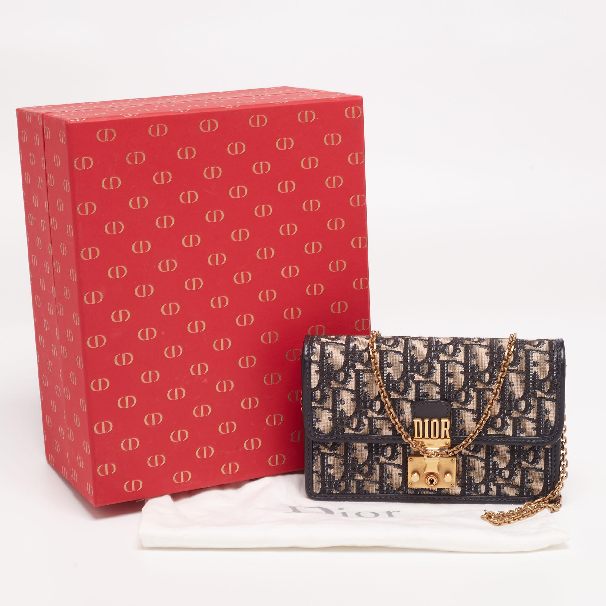 Dior Beige/Brown Oblique Canvas Dioraddict Flap Wallet On Chain 2