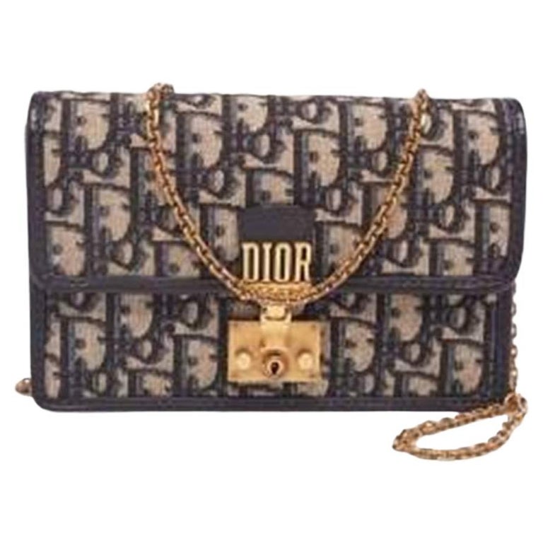 Dior Beige/Brown Oblique Canvas Dioraddict Flap Wallet On Chain For Sale at  1stDibs