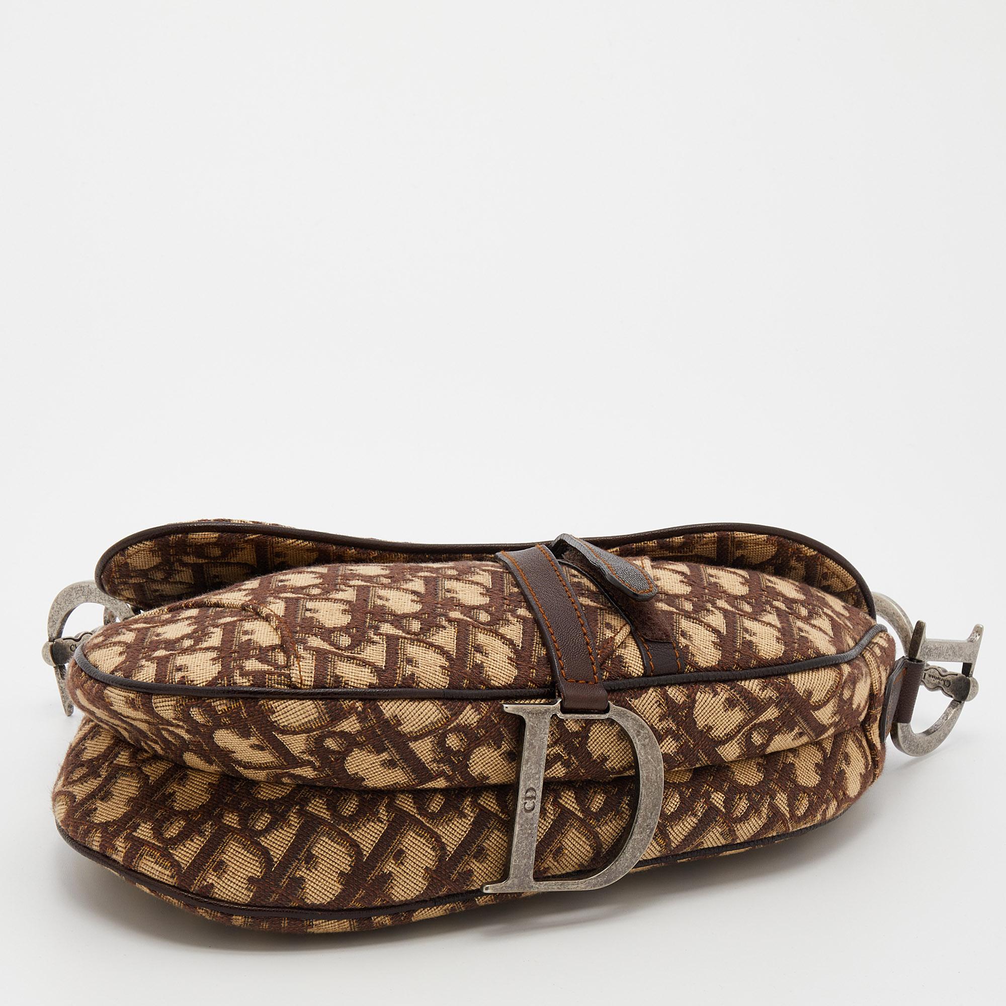 Dior Beige/Brown Oblique Canvas Saddle Shoulder Bag 1