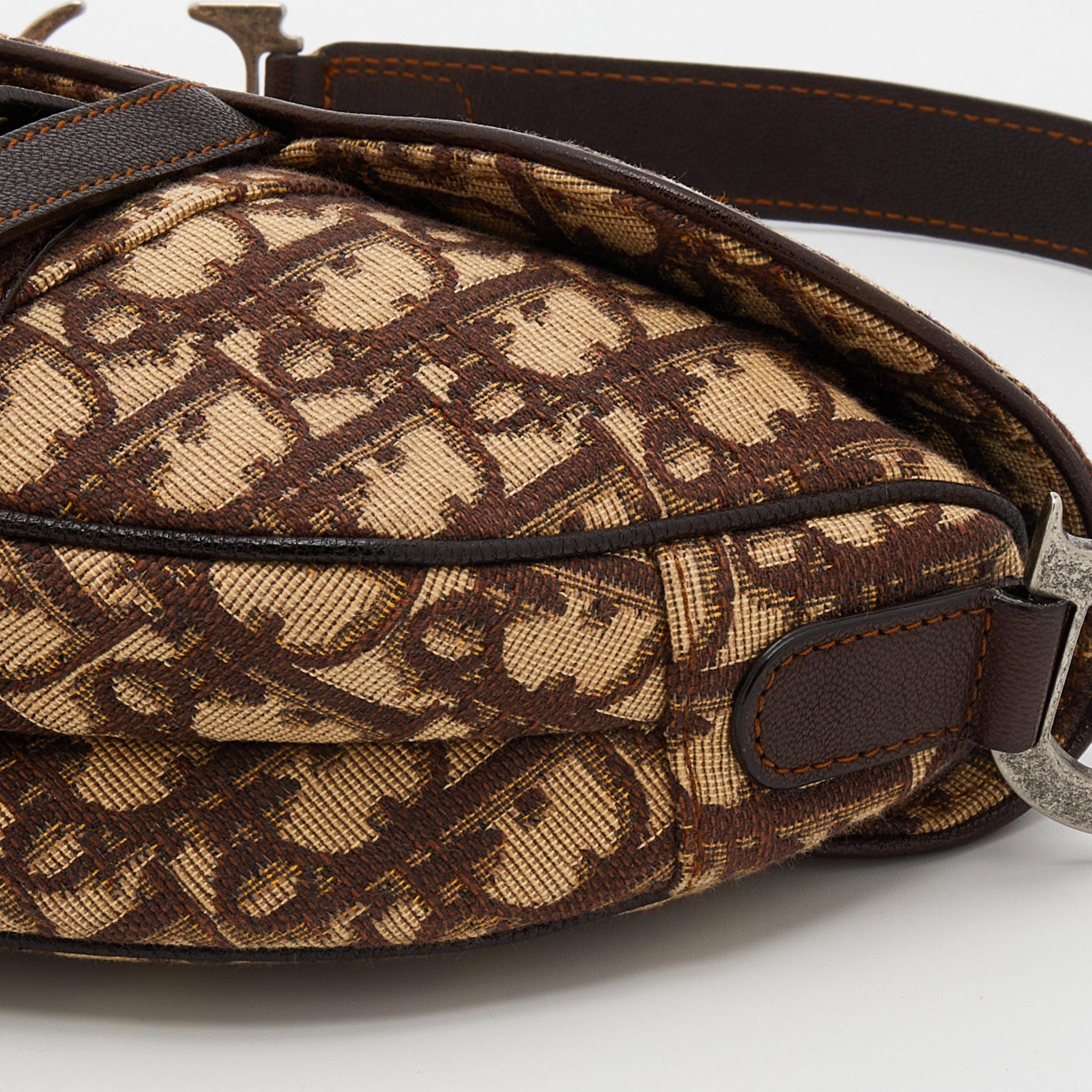 Dior Beige/Brown Oblique Canvas Saddle Shoulder Bag 2