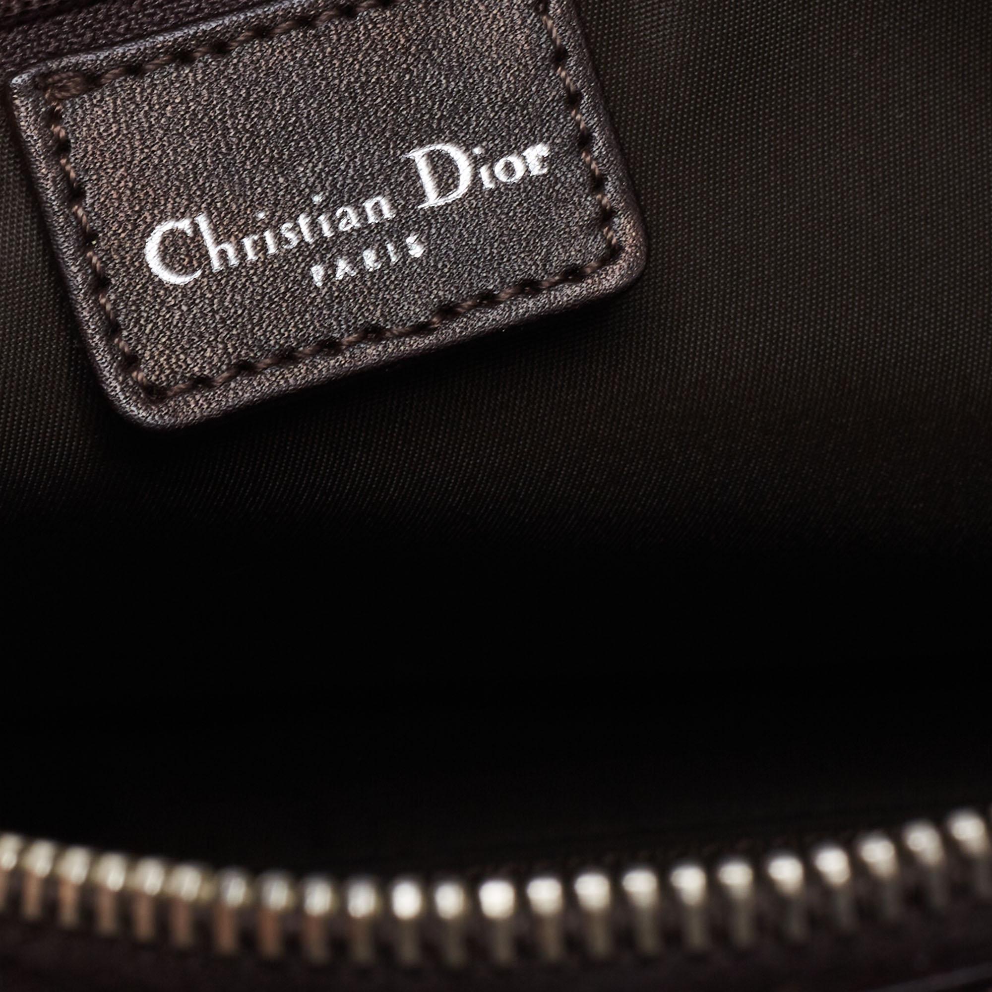 Dior Beige/Brown Oblique Coated Canvas Velvet Leather Romantique Satchels 1