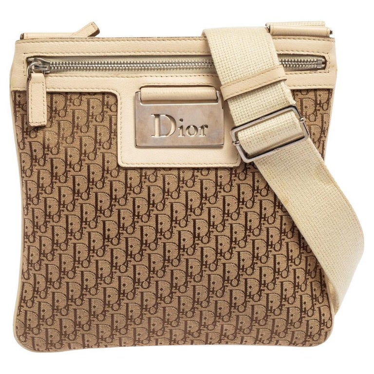 Dior Beige/Brown Oblique Jacquard Canvas Messenger Bag at 1stDibs