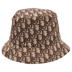 Used Dior Beige/Brown Oblique Teddy-D Brim Reversible Bucket Hat 58