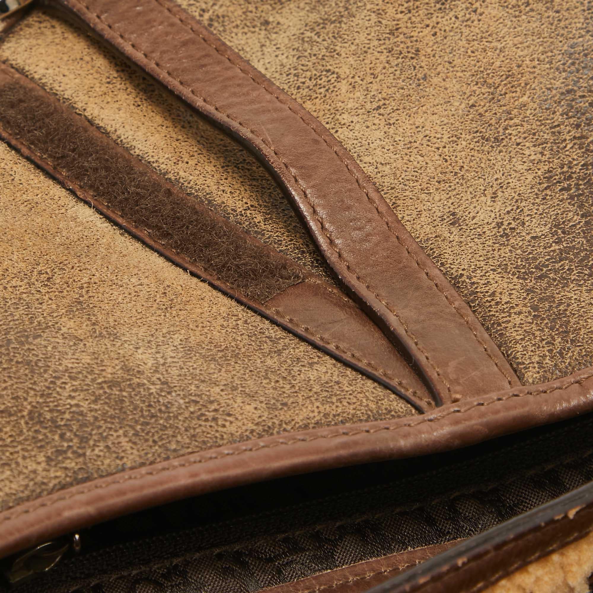 Dior Beige/Brown Shearling and Leather Saddle Bag For Sale 2