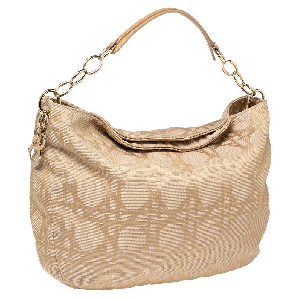 Women's Dior Beige Cannage Canvas and Leather Lady Dior Hobo