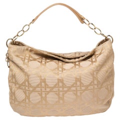 Dior Beige Cannage Canvas and Leather Lady Dior Hobo